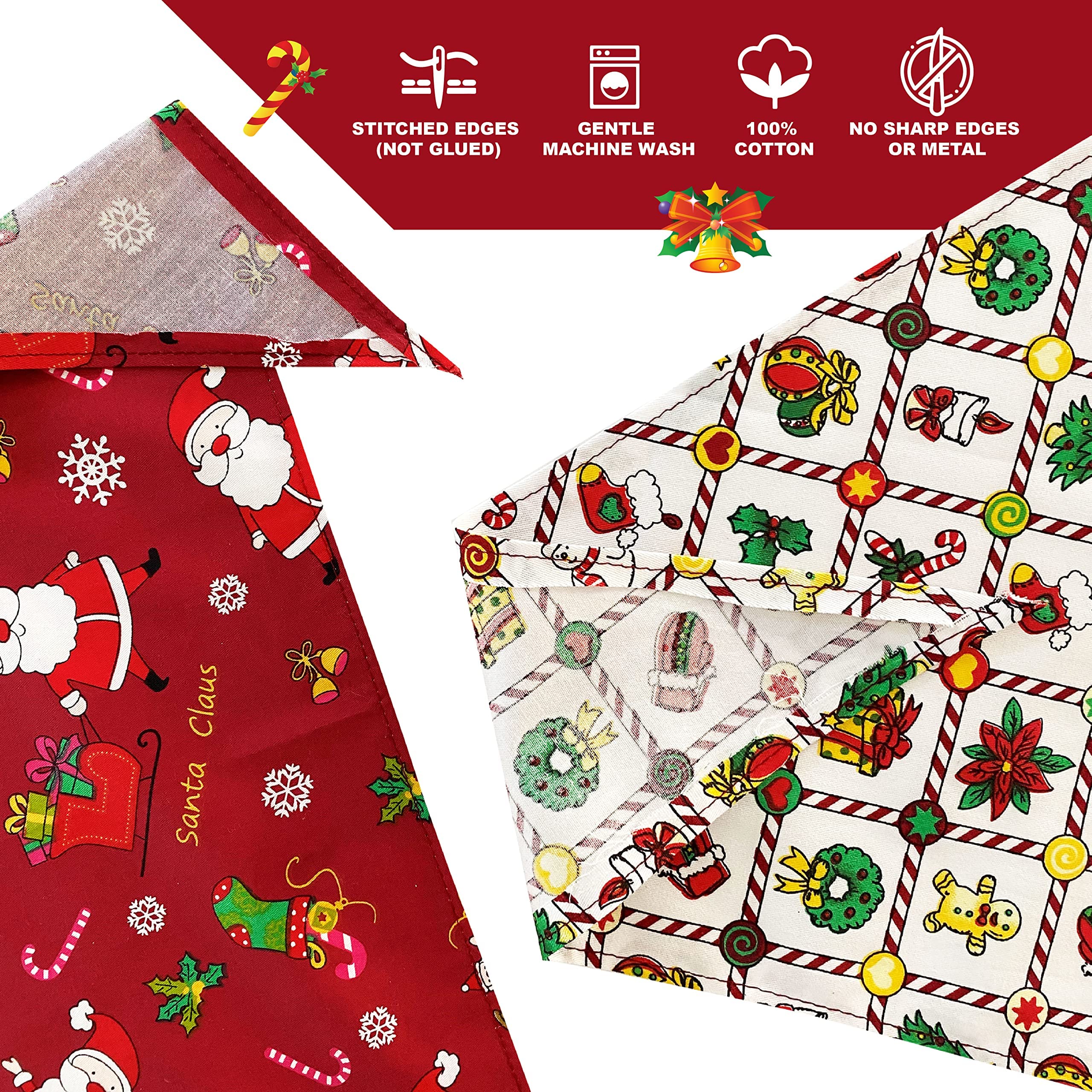 2 x Large Christmas Dog Bandanas set, Red - Image 2