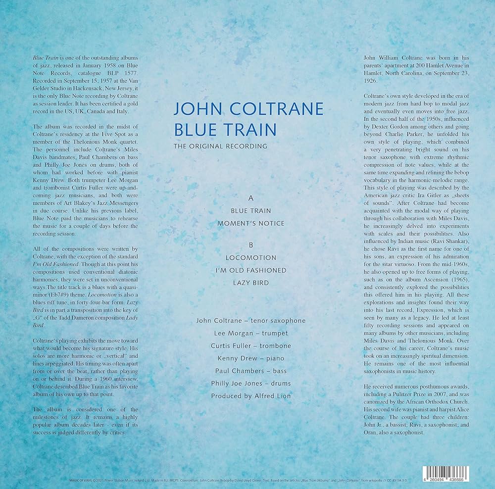 Amazon.com: John Coltrane - Blue Train - Limited Edition