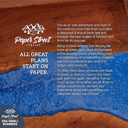 Miniatura 9 de Paper Street - Bandeja grande de epoxi azul y palisandro con asas de metal negro, 4 posavasos de epoxi decorativos, bandeja cuadrada de 23 x 23 x 2