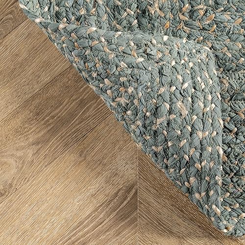Miniatura 7 de nuLOOM Alfombra trenzada a mano Otelia Denim Y Yute 4x6, Verde