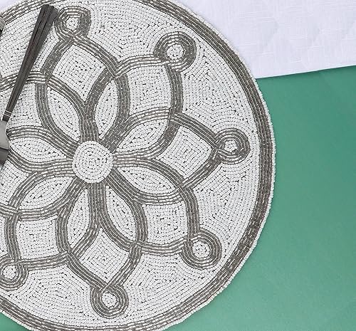 Miniatura 9 de Alpha Living Home Juego de 2 manteles individuales con cuentas de granja, para mesa de comedor, fiesta de boda, decoración del hogar, mesa navideña