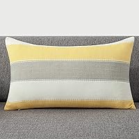 Vista 55 de AmHoo - Juego de 2 fundas de almohada decorativas para casa de campo, a rayas y a cuadros, juego de fundas de almohada de algodón y lino para sofá