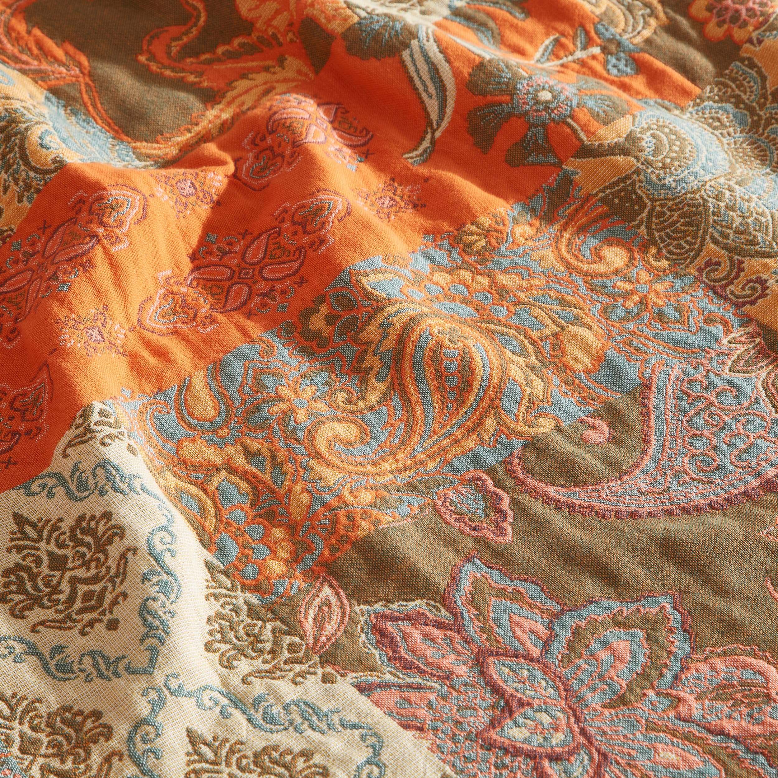 Boho Throw Blanket for Bed 60â€?x80â€?, 100% Cotton Woven Blanket for Couch Sofa, Ultra Soft 4-Layer Muslin Quilt with Patchwork Floral Printed, Farmhouse Bed Blanket/Cover for Living Room Decor