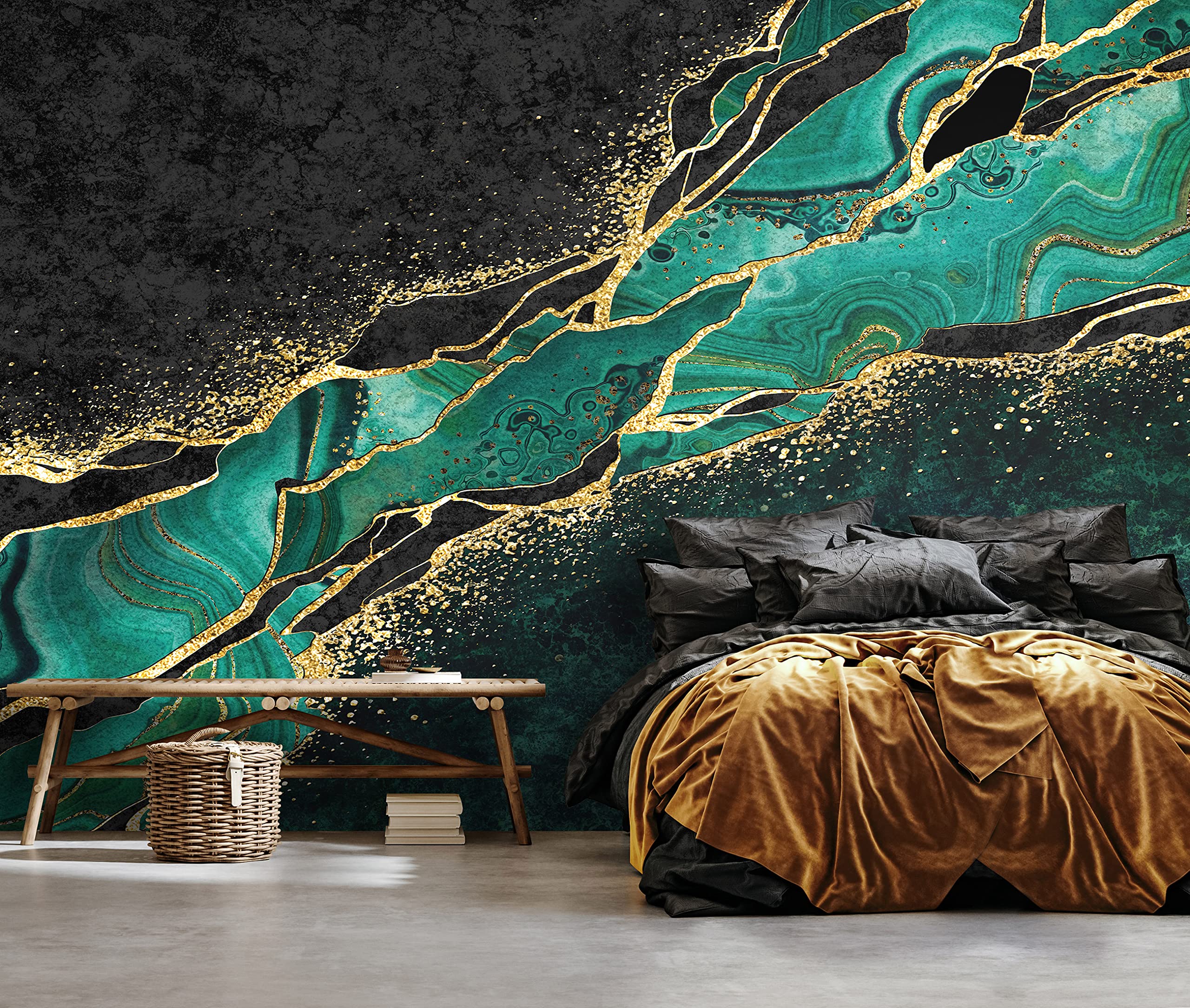WallArena Vlies Fototapete, Marmor, 416x254cm | Fototapeten - Tapeten - für Wohnzimmer Schlafzimmer - Vliestapete Wandtapete Tapete 3D Effekt- inkl. Kleister