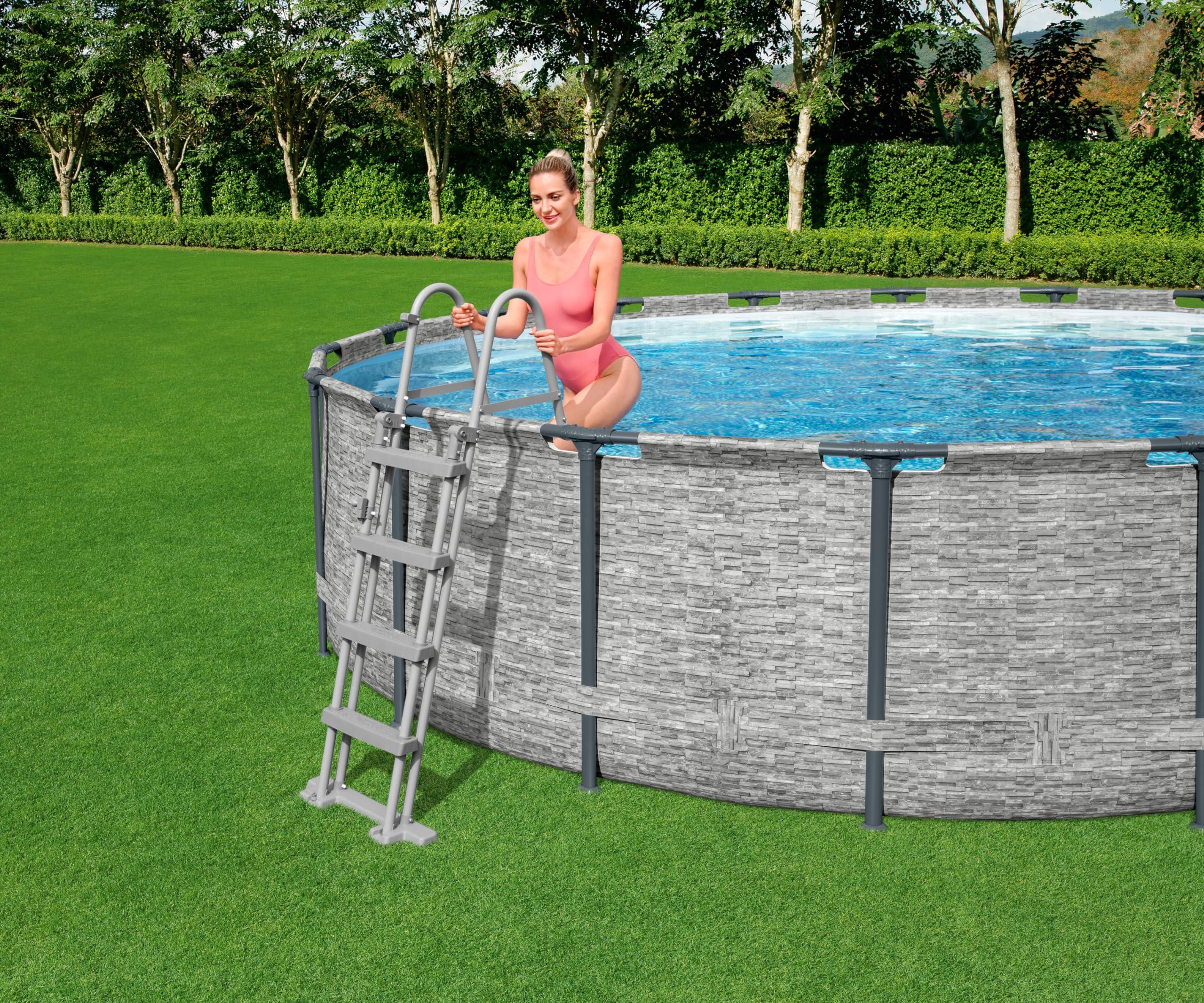 Echelle de sécurité 2 x 4 marches pour Piscine Hauteur 122 cm