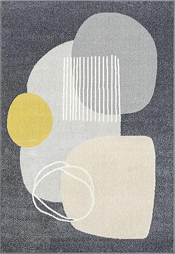 Miniatura 2 de Abani Deco Collection - Alfombra de área, diseño minimalista gris, 7 pies 9 pulgadas x 10 pies 2 pulgadas, fácil de limpiar, duradera para niños y