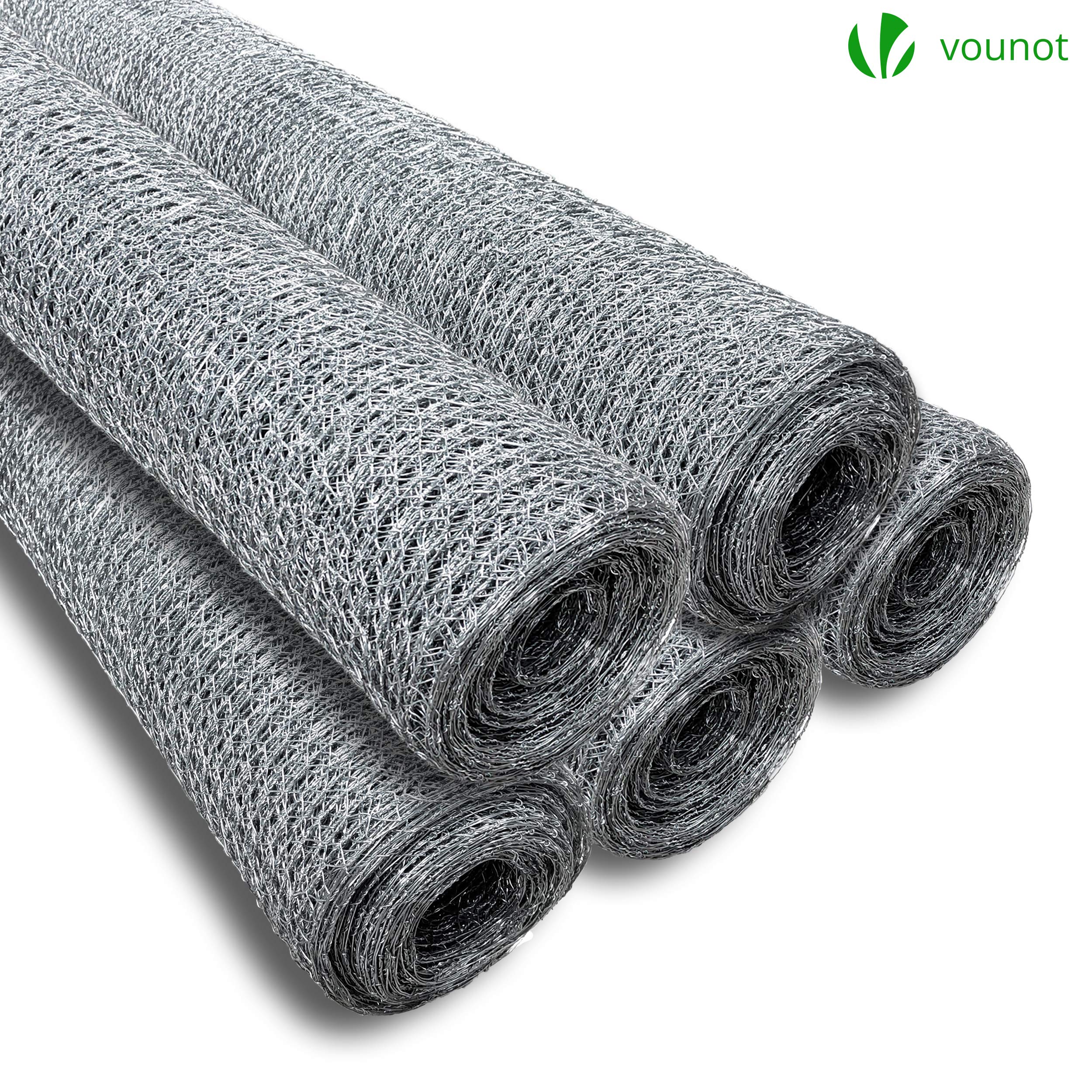 VOUNOT Grillage a Poule en Acier Galvanise 1x25m Maille 25mm Hexagonal Triple Torsion Cloture Resistant Poulailler Jardin