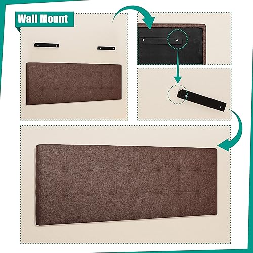 Miniatura 5 de Naomi Home Jessenia - Cabecera capitonada tapizada para cama de tamaño matrimonial, 12 posiciones ajustables, cabecero montado en la pared, cabecera