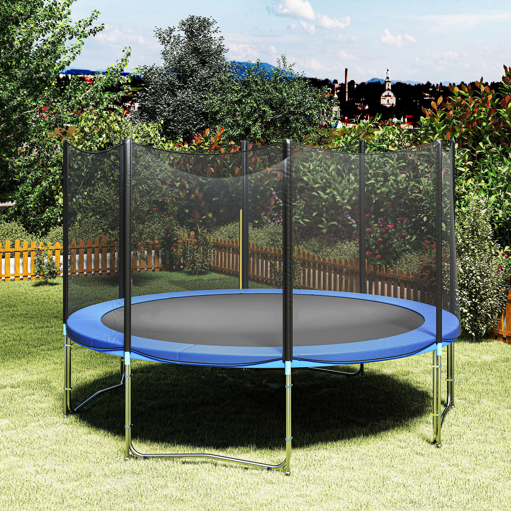 HOMCOM Trampolin Randabdeckung Sicherheitsnetz Wetterplane Leiter Randabdeckung: Ø 244cm