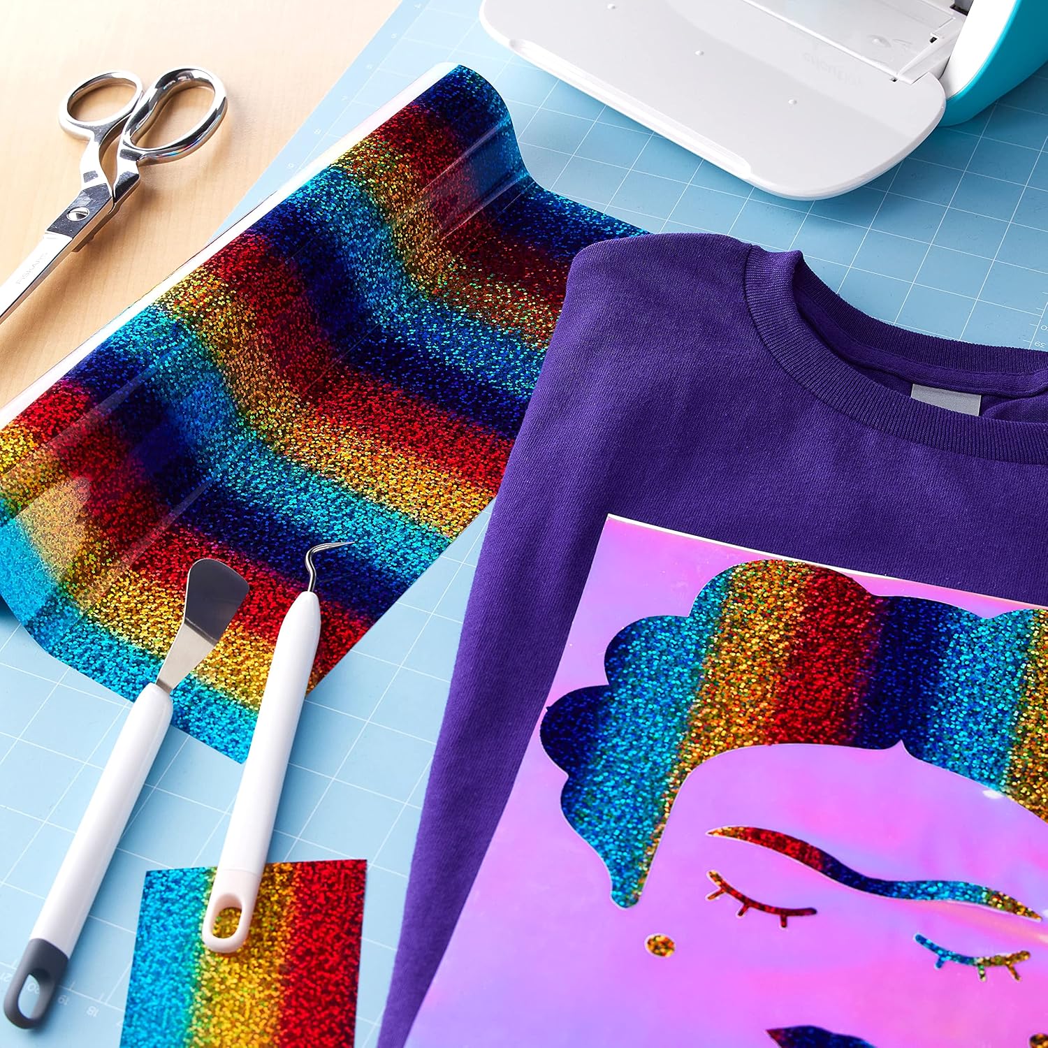 Siser Holographic Heat Transfer Vinyl, Rainbow, 8 Pack