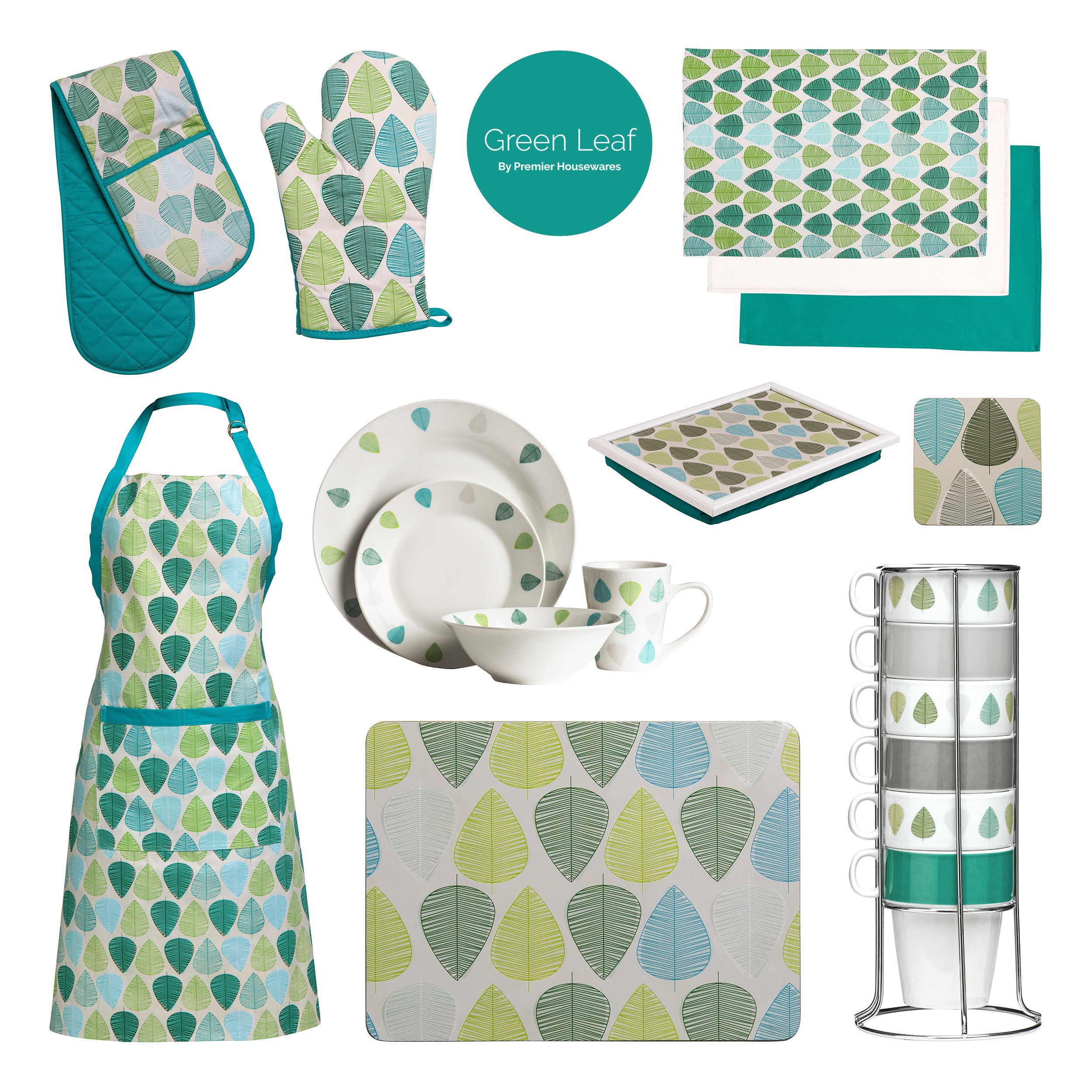 PREMIER Housewares Set Di 4 Tovagliette Foglia In Sughero E PVC, Verde – Proteggi Tavolo Da Graffi E Calore (29x22 Cm) - 2