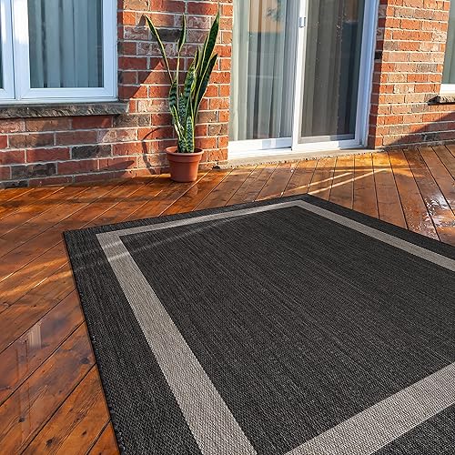 Miniatura 8 de CAMILSON Alfombra moderna para interiores o exteriores, para patio, cocina, vestíbulo o pasillo, lavable, de 9 x 12 pies, con bordes, color gris