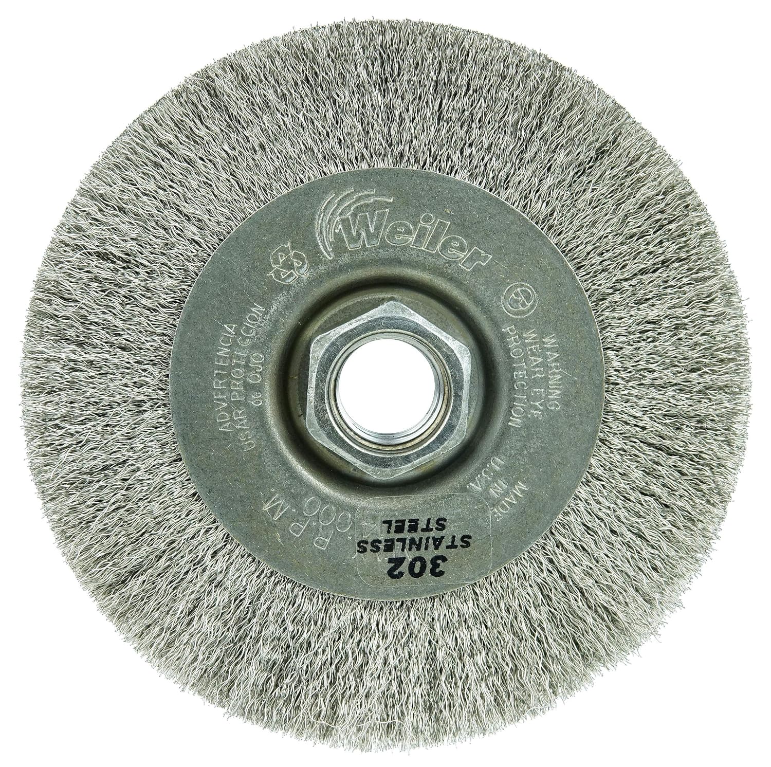 Weiler 00156 4" Narrow Face Crimped Wire Wheel, .006 Stainless Steel Fill, 5/8"-11 UNC Nut, Made in The USA (Pack of 5)