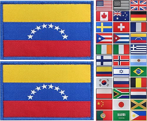 JBCD Paquete de 2 parches tácticos de bandera venezolana para ropa, sombrero, parche militar