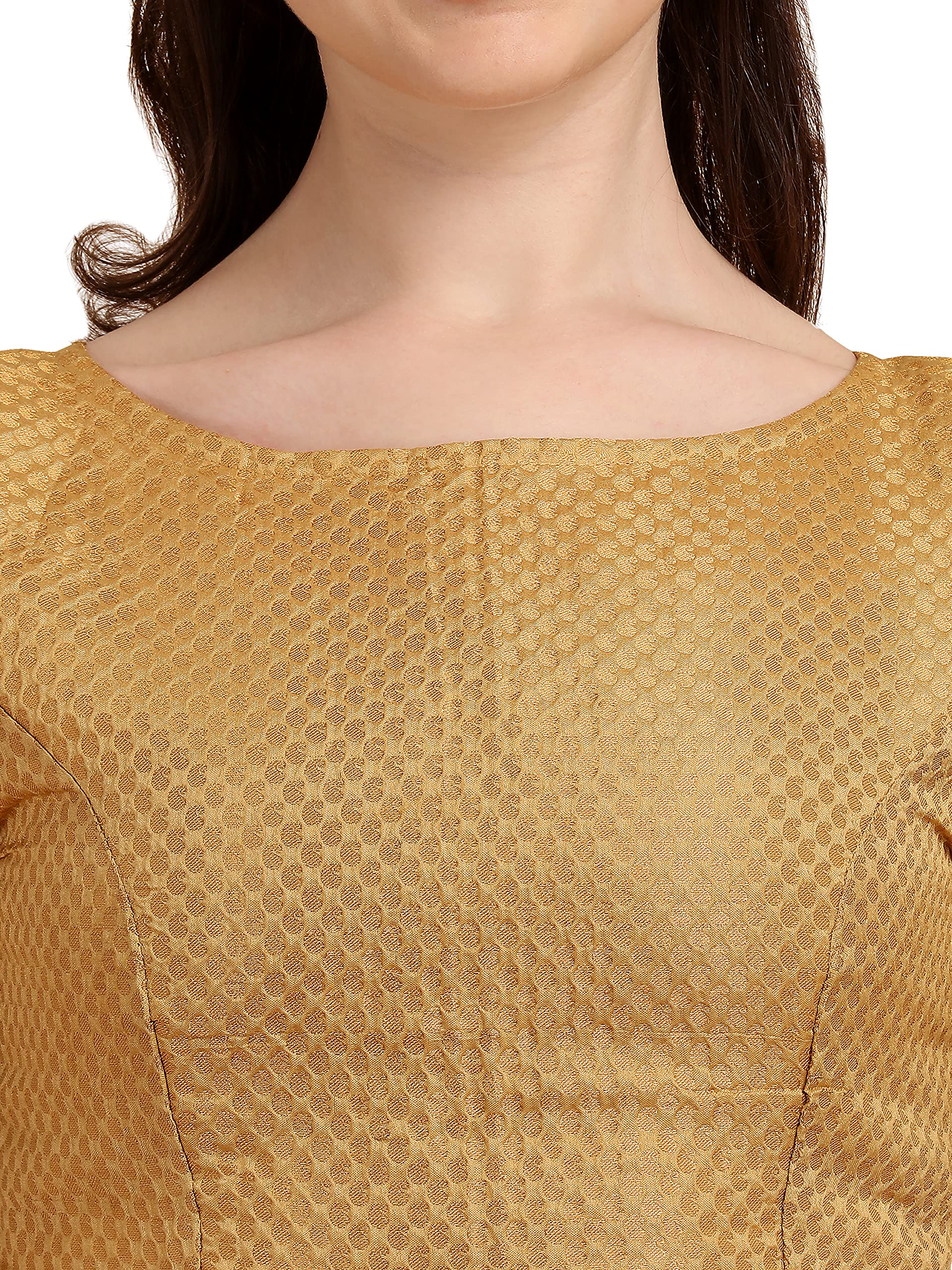 OOMPH! Jacquard Beige Readymade Blouse for Women - rbbl79m - Image 4 thumbnail