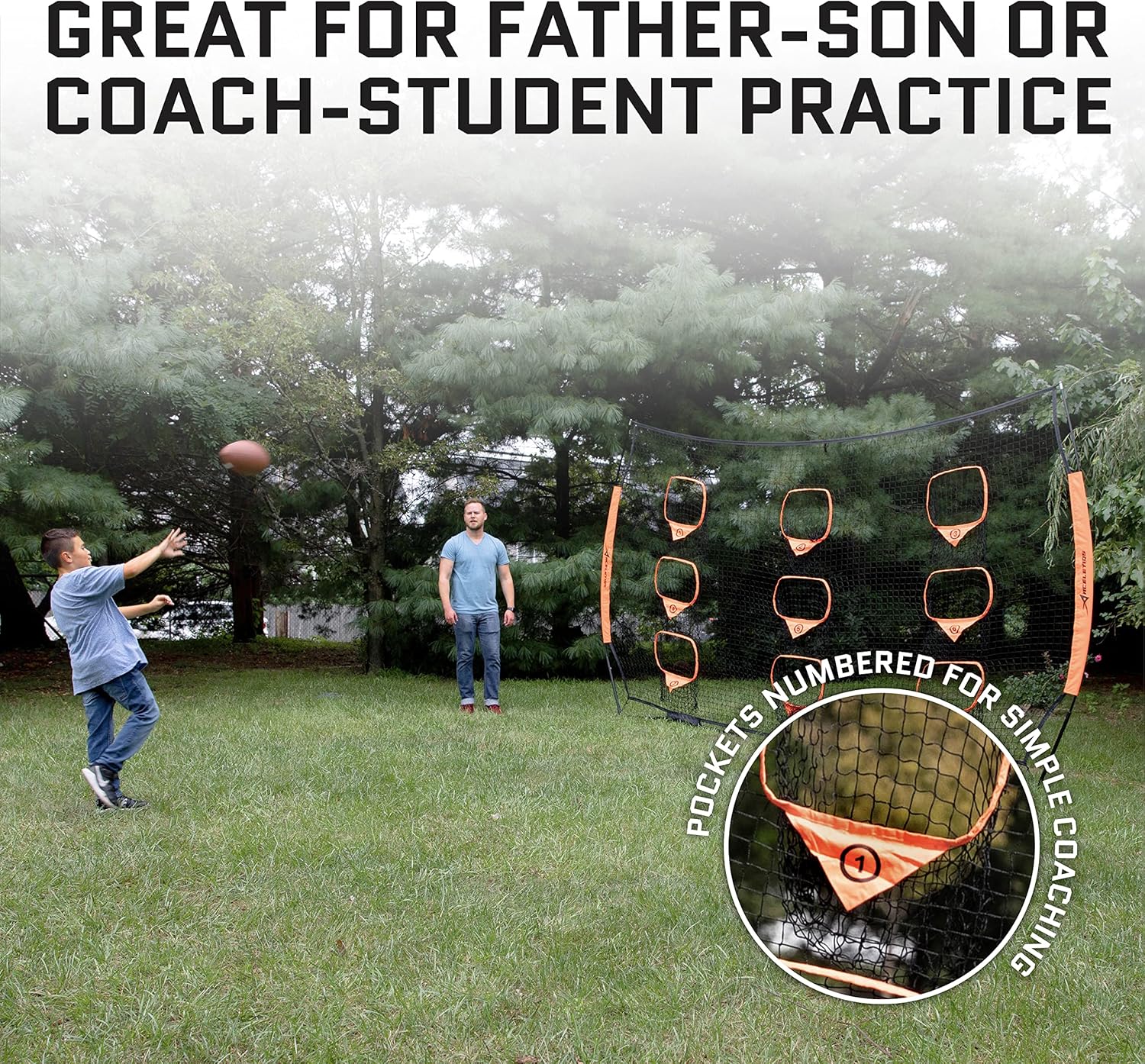 ACELETIQS Football Training Equipment Football Stuff | Portable Football Gear | Quarterback Throwing Practice Net | Improve Passing Accuracy | 12ft x 8ft with 9 Pockets [Carry Bag Included] : Sports & Outdoors