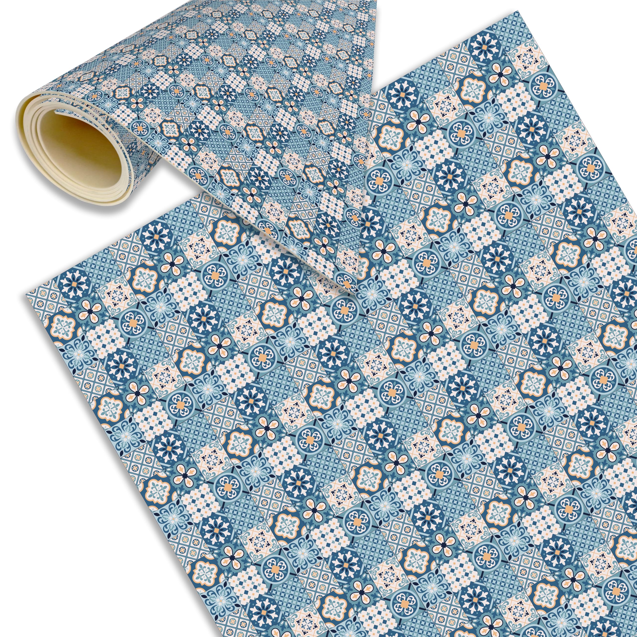 DECORA TU MUNDO - Alfombra Vinílica Hidraulica Lavable y Antideslizante - Tapete para Cocina, Salón, Comedor, Dormitorio, Pasillo o Terraza (Turquesa Cuadro PEQUEÑO, 160x120 cm)