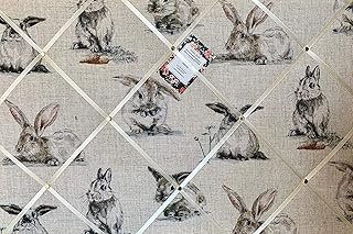 Custom Handmade Bespoke Fabric Pin Memo Notice Photo Cork Memo Board With Clarke & Clarke Rabbits Bunnies With Your Choice of Sizes & Ribbons