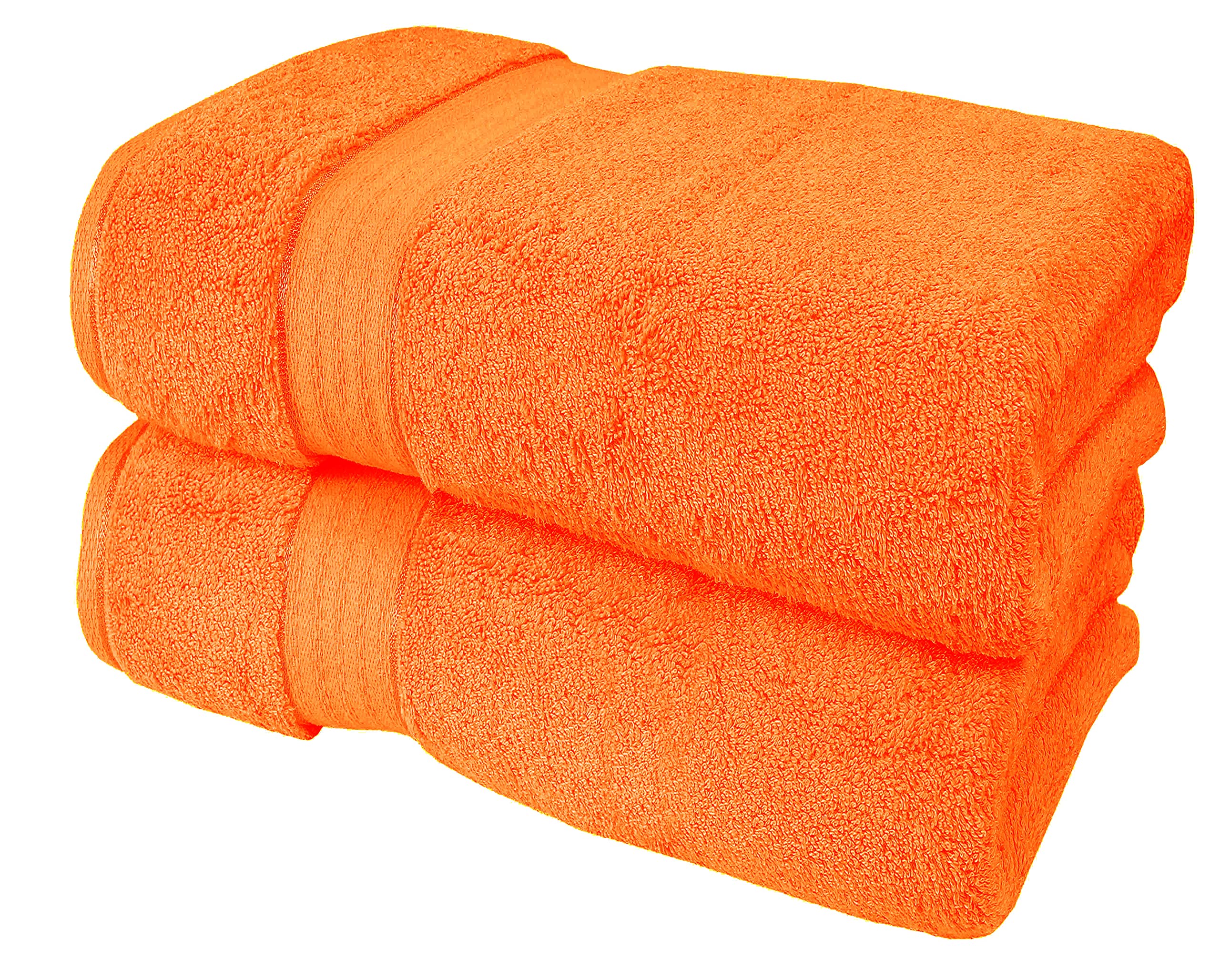 GLAMBURG 700 GSM Premium Cotton 2-Pack Oversized Extra Large Bath Sheet Set - 100% Combed Cotton - 2 Bath Sheets 35x70 - Luxury Hotel &amp; Spa Quality - Durable Ultra Soft Highly Absorbent - Orange