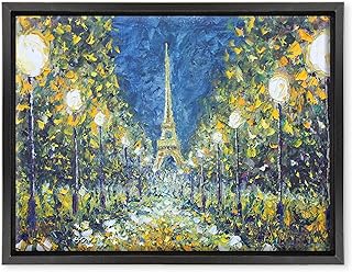 Quadro su Tela Canvas INTELAIATO - con Cornice - Parigi Colorata impressionismo - 30x40cm - Stile Moderno Nero - (cod.2450)