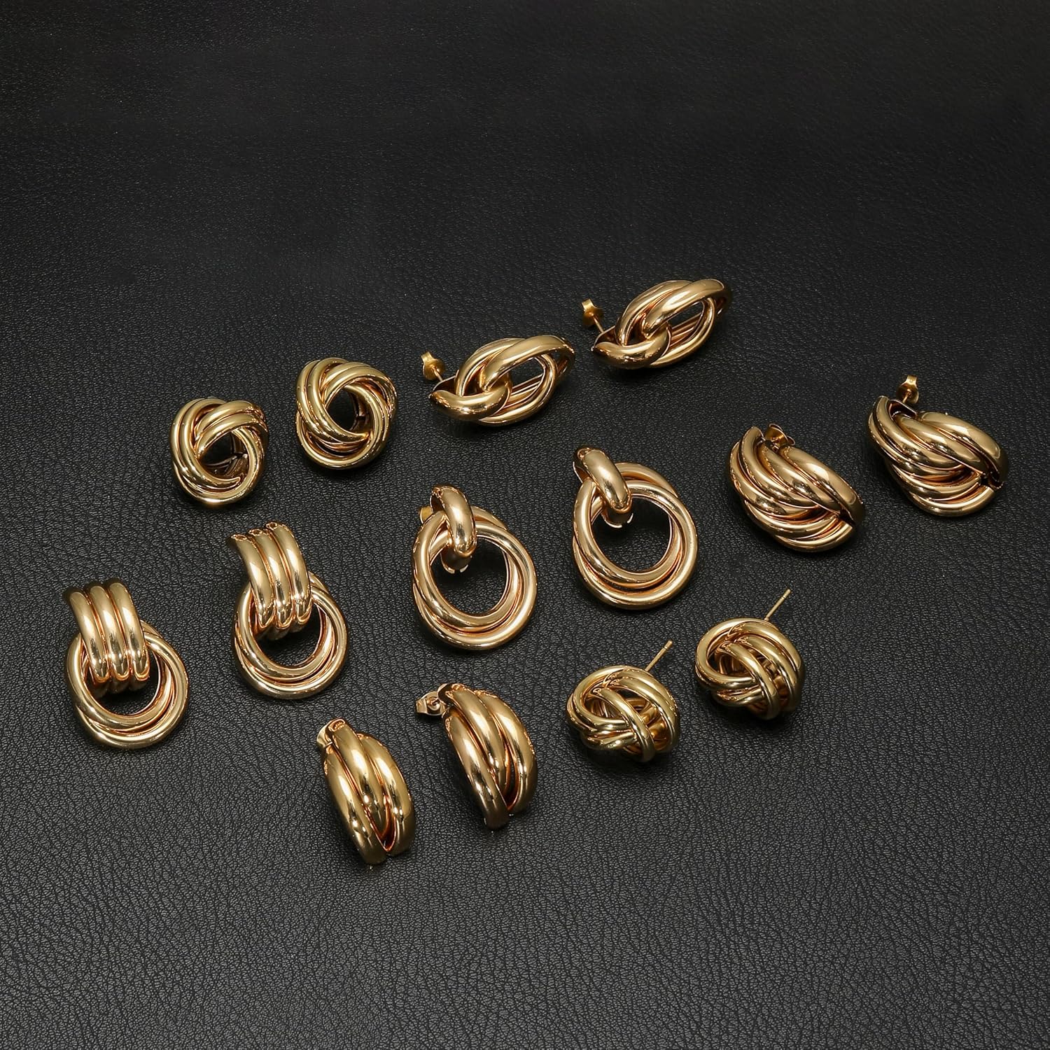 8 Pairs Gold Knot Earrings for Women Geometric Twisted Long Link Drop Dangle Earrings Lightweight Chunky Statement Earring Stud Jewelry Gifts - Image 6