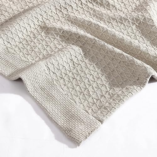 Miniatura 3 de Nautica Manta de algodón con tejido de diamante, decoración del hogar para todas las estaciones, King, Baird Beige