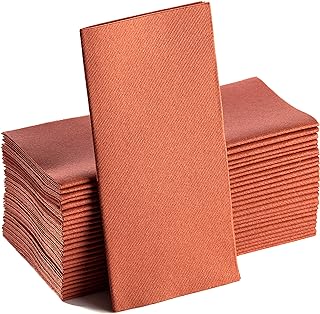 Terracotta Napkins | Linen Feel Guest Disposable Cloth Like Paper Dinner Napkins | Hand Towels | Soft, Absorbent, Paper Hand Napkins for Kitchen,Parties,Weddings,Dinners Or Events | 50 Pack