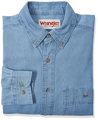 Wrangler Men's Denim Button Down Shirt - Denim - X-Large