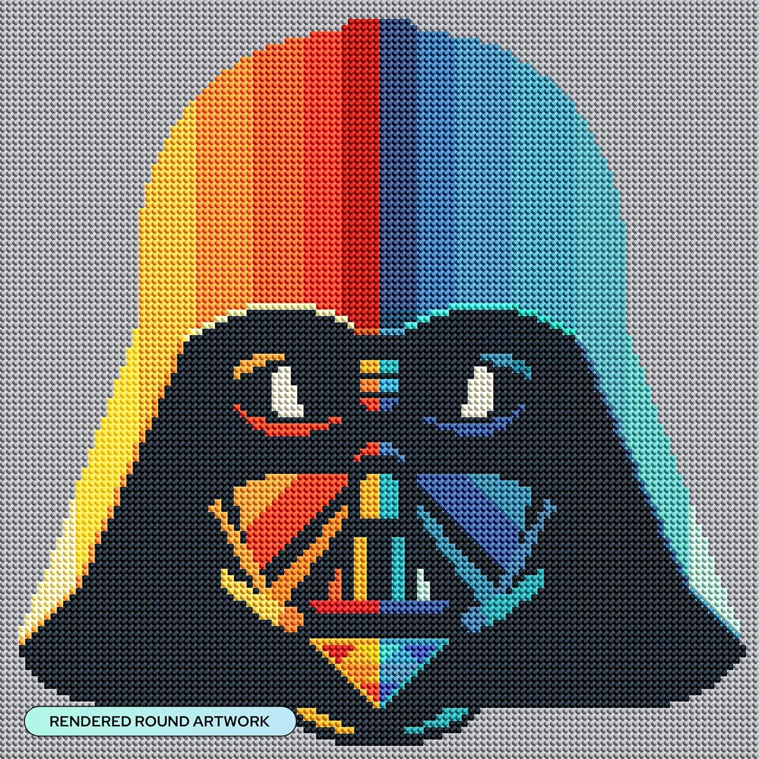 DIAMOND ART CLUB Rainbow Darth Vader Diamond Painting Kit, Fun DIY Crafts for Adults, Round Diamond Art Canvas, 13" x 13" (33 cm x 33 cm)