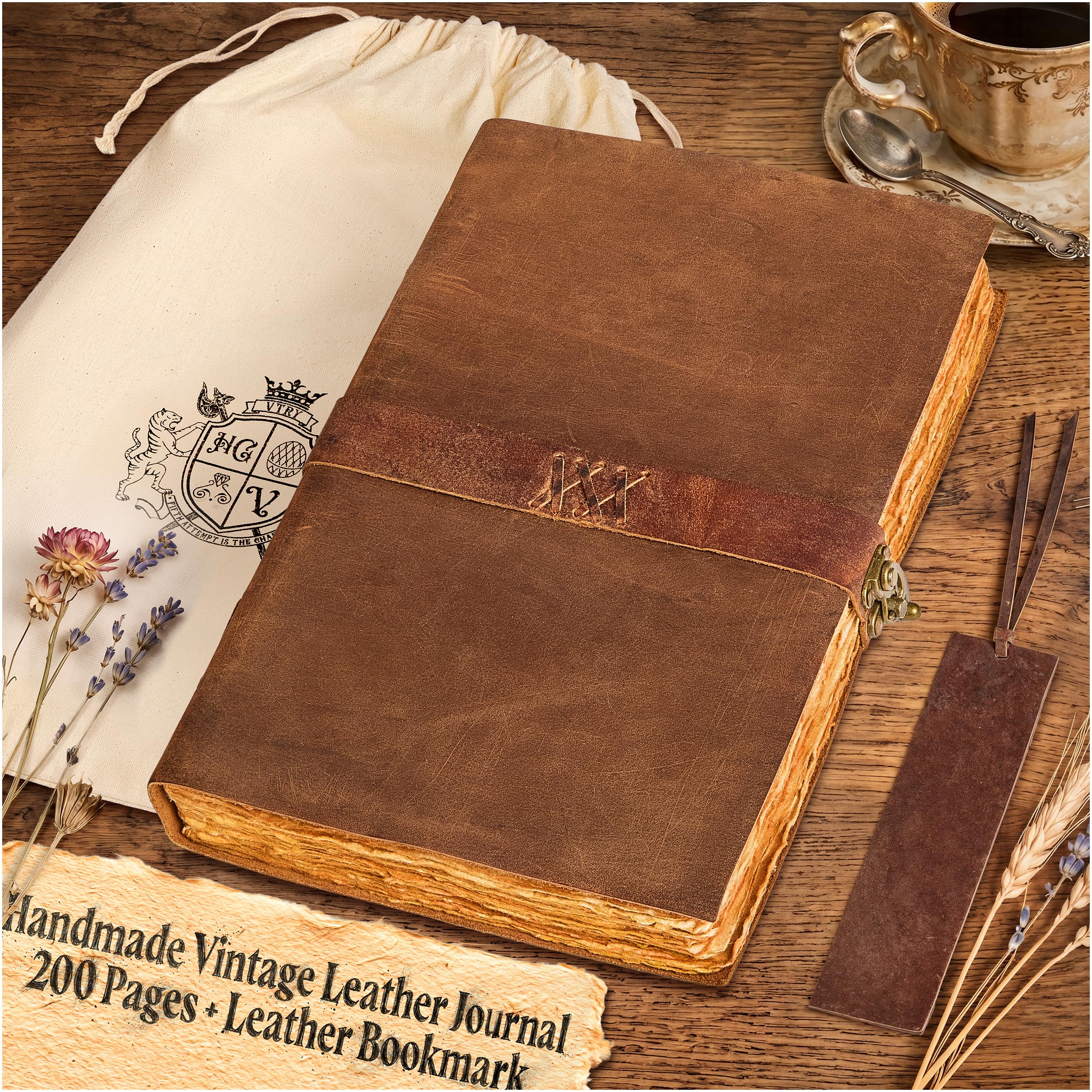 Artist's Ledger, quaderno da disegno creativo in pelle, stile classico antico, versatile per scrivere, disegnare, fare schizzi, taccuino multiuso rustico e vintage (extra large)