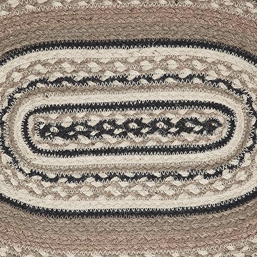 Miniatura 5 de VHC Brands Sawyer Mill, mantel individual para mesa de comedor, yute trenzado, ovalado, color crema de carbón, 12 x 19 pulgadas