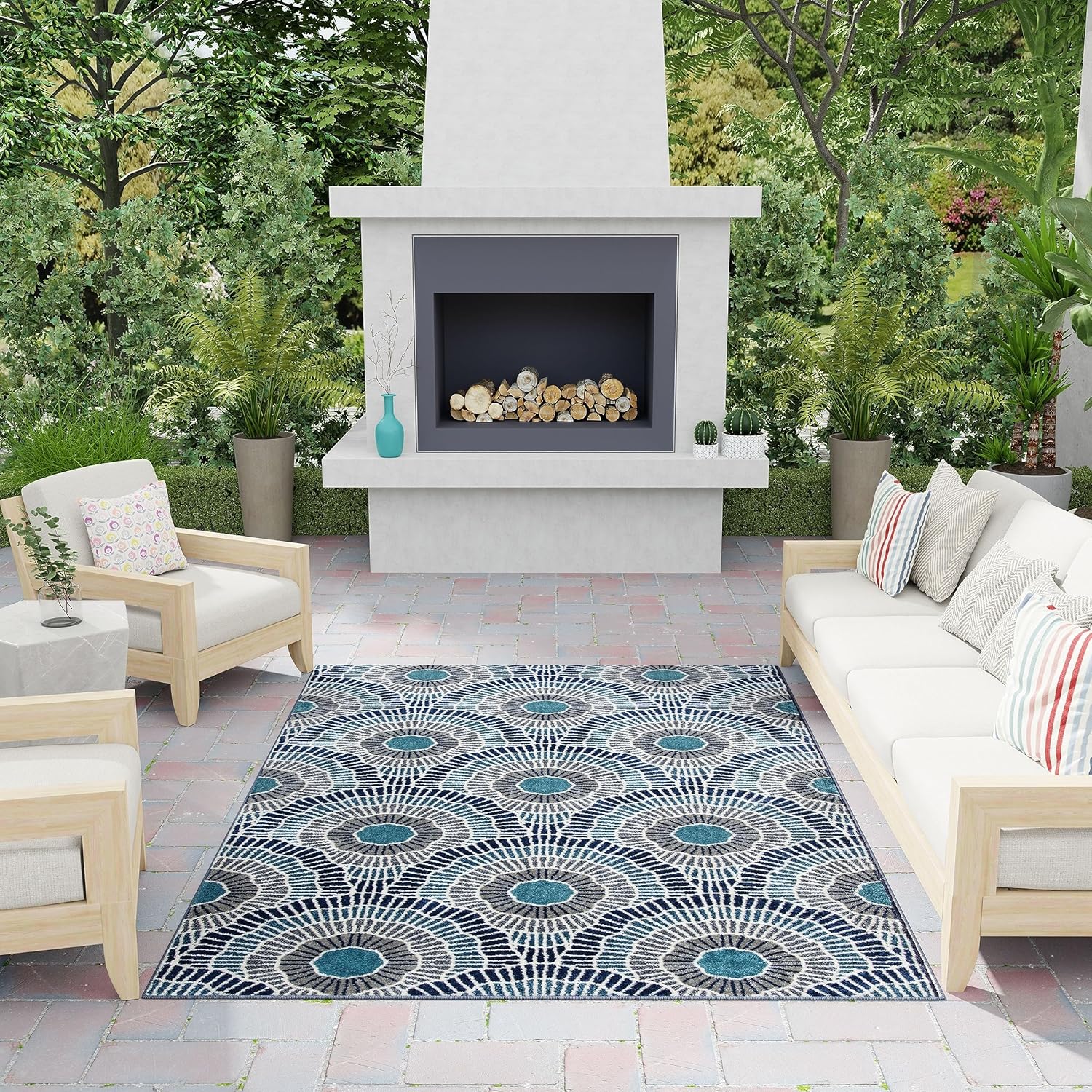 Tecopa Ferley 3' x 5' Grey Abstract Indoor/Outdoor Accent Rug