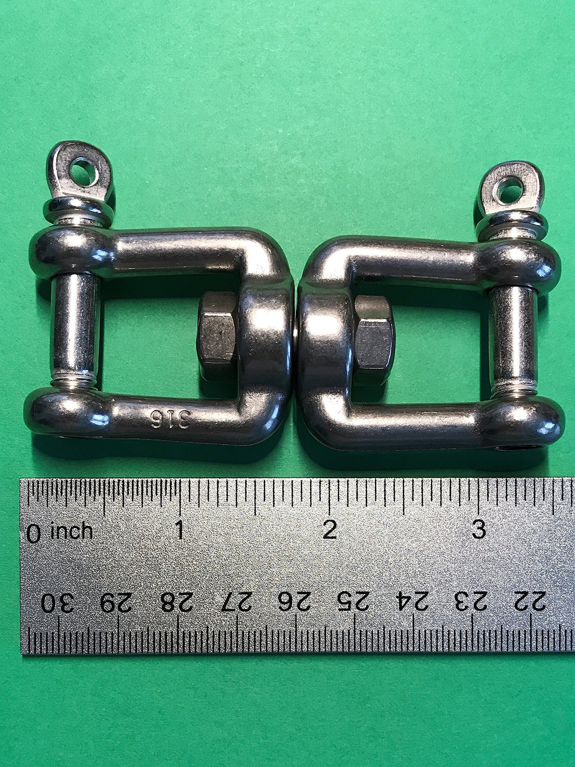 316 Stainless Steel Marine Anchor Swivel Eye & Jaw - 8mm (5/16") Hex Flush Pin, 4100lb Load