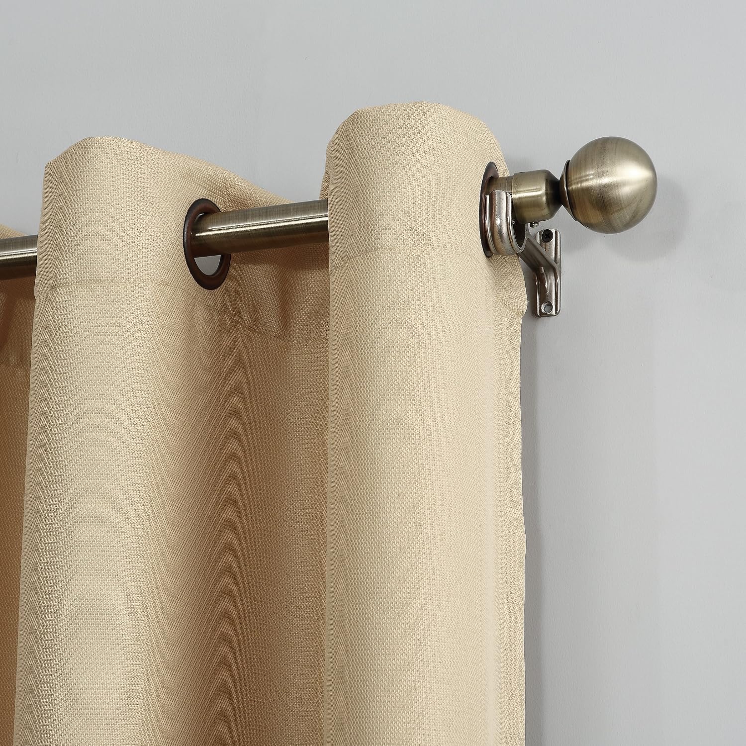 No. 918 Montego Casual Textured Semi-Sheer Grommet Curtain Panel, Taupe Beige, W 48" x L 95" (1 Panels) - Image 3