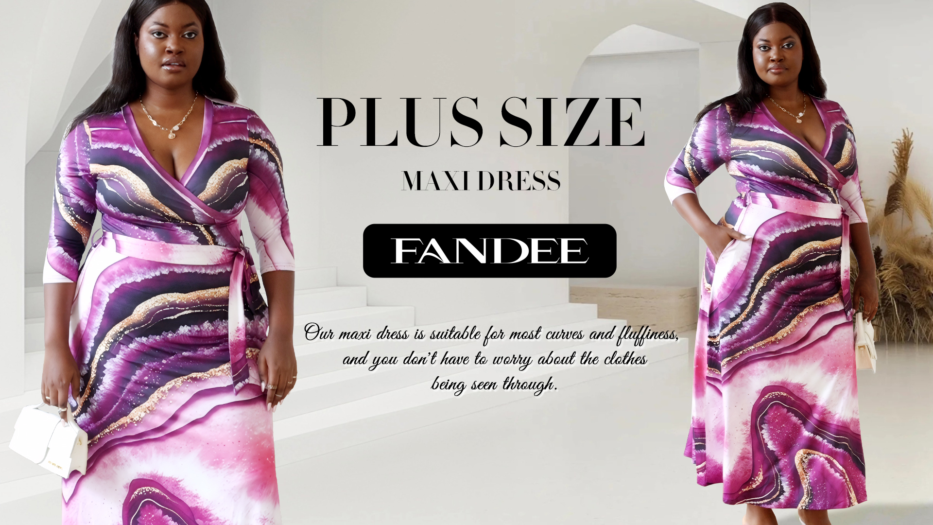FANDEE Plus Size Maxi Dress for Women Casual Summer Sundress