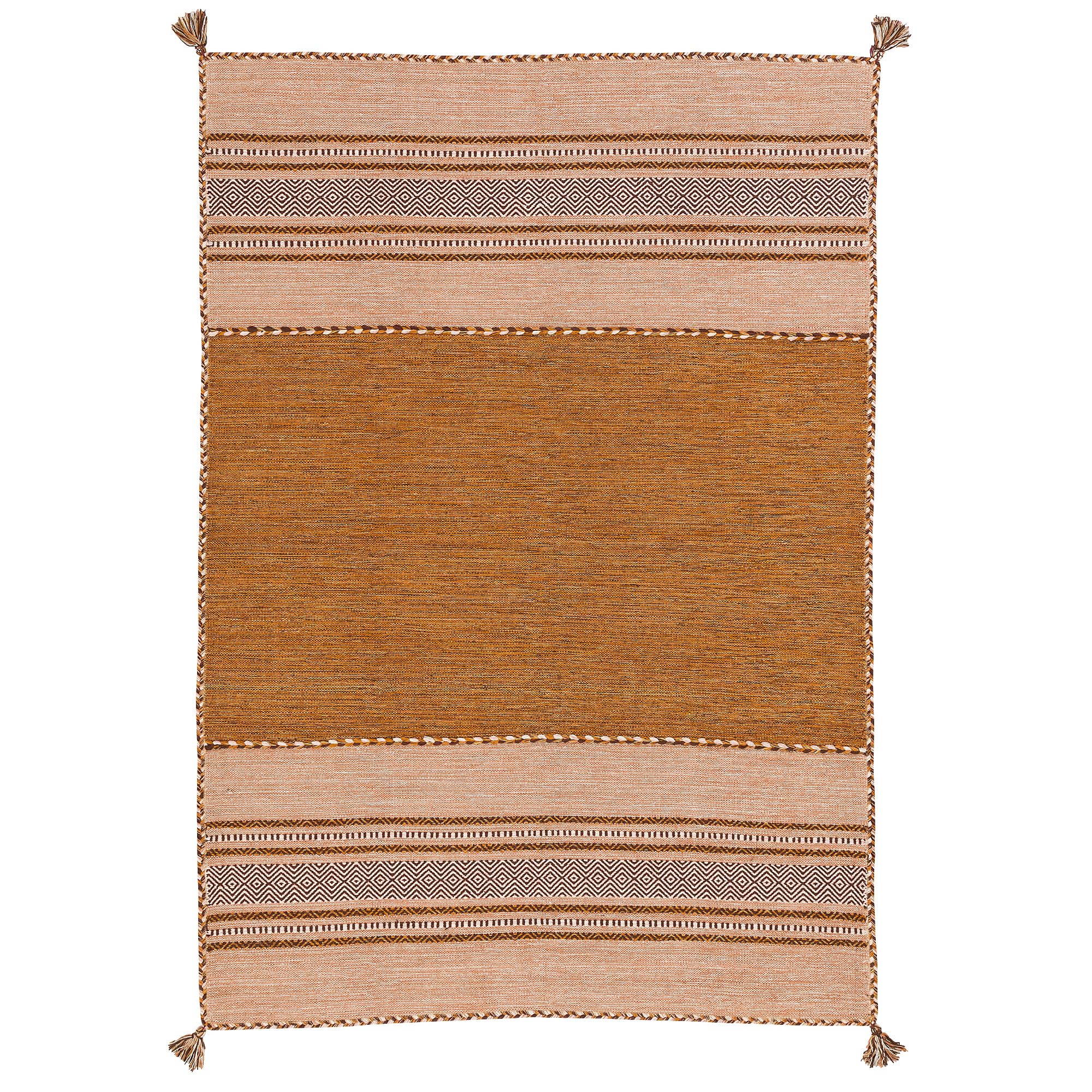Pergamon Navarro - Tapis Kilim Naturel - Brun rouillé - 6 Tailles Disponibles