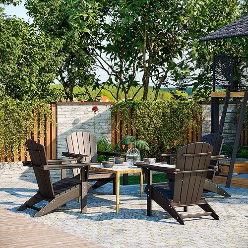 Miniatura 2 de Outsunny Silla Adirondack con soporte para tazas, silla de patio para todo tipo de clima, tumbona de polietileno de alta densidad, asiento para