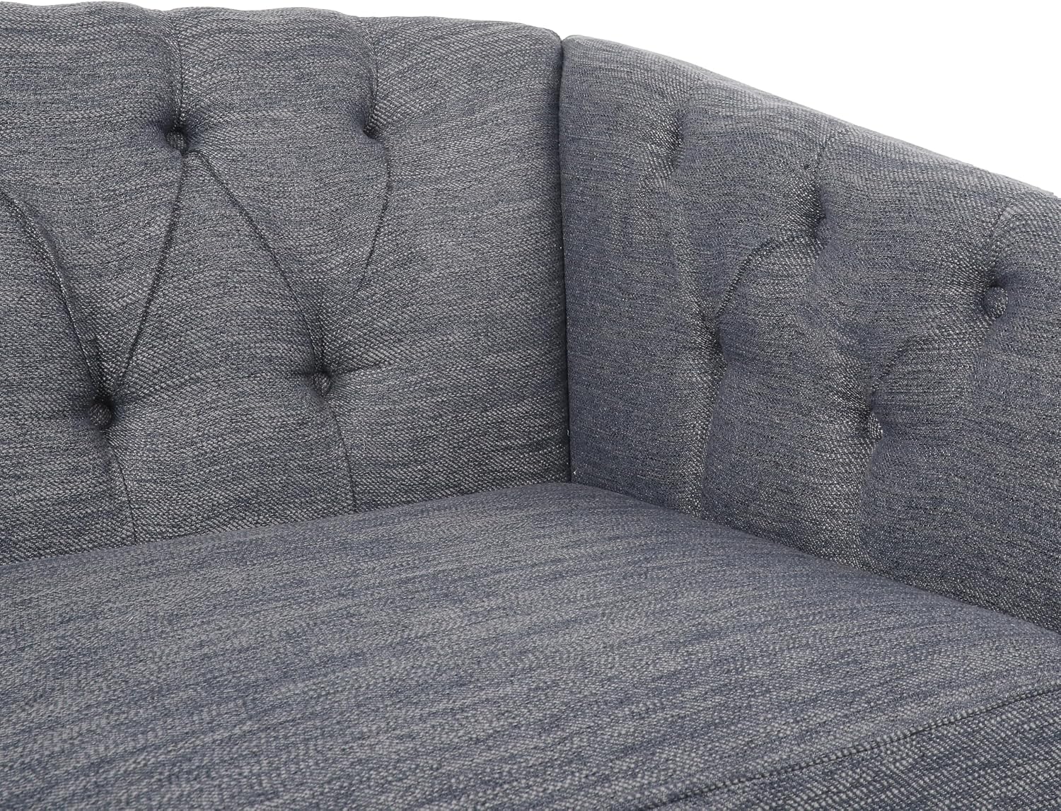 Christopher Knight Home Contemporary Tufted and Diamond Stitching Fabric Loveseat,Tub-Design 2-Seater Sofa,Removable Cushions, Birch Wood Legs,Square Arms,Charcoal Gray and Espresso