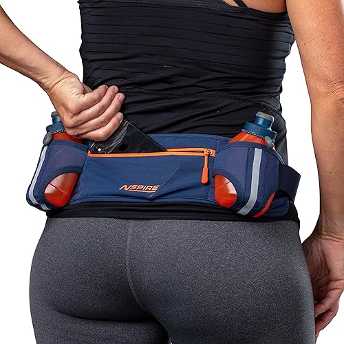 Miniatura 2 de Nspire Cinturón de hidratación de doble botella, cinturón ajustable para correr, senderismo, caminar, incluye 2 botellas, bolsillo de almacenamiento