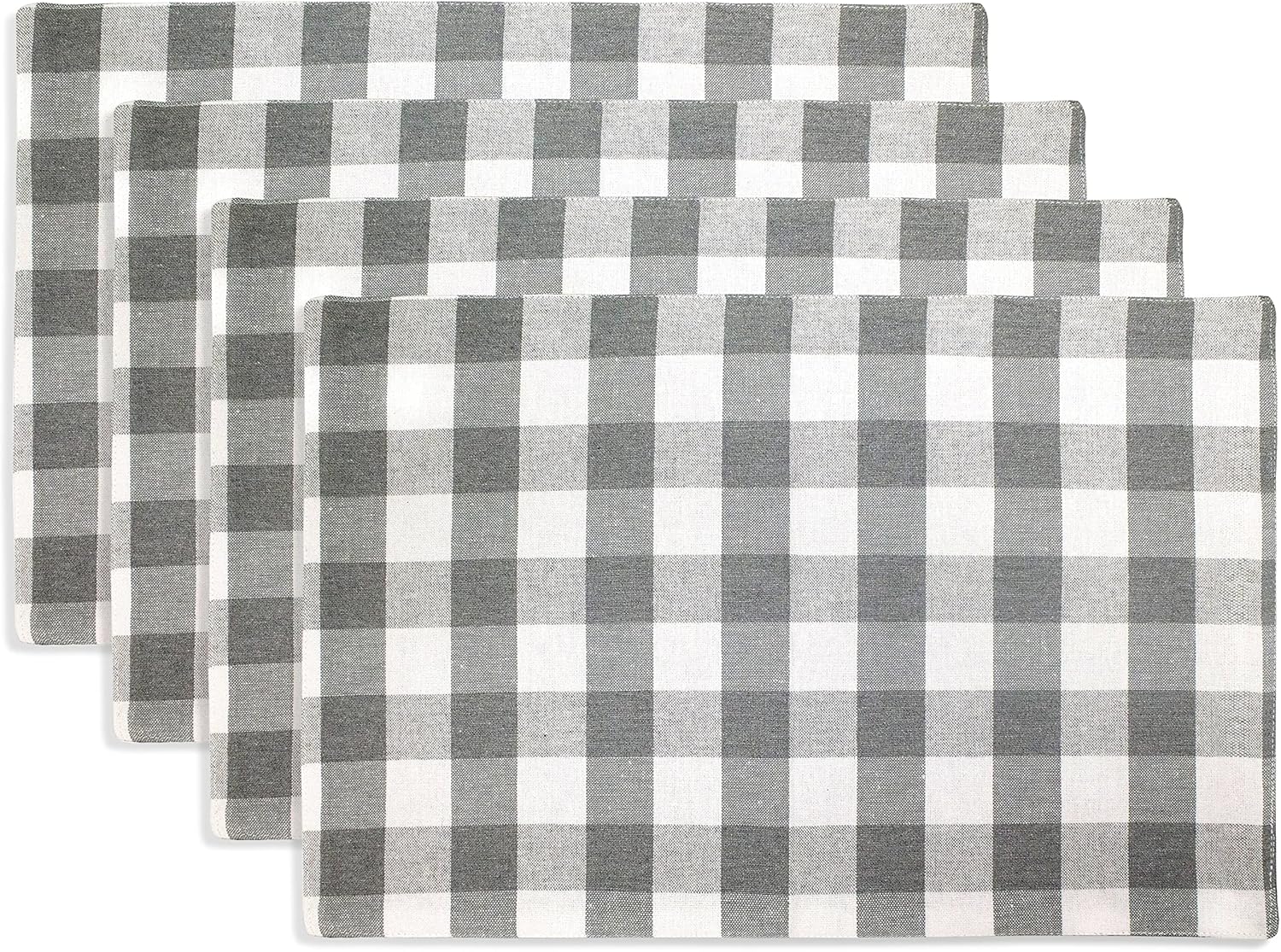 POPULAR HOME Buffalo Checkered Plaid 4 Pack Place MAT Set The Regal Touch Style Ultra Soft Cotton