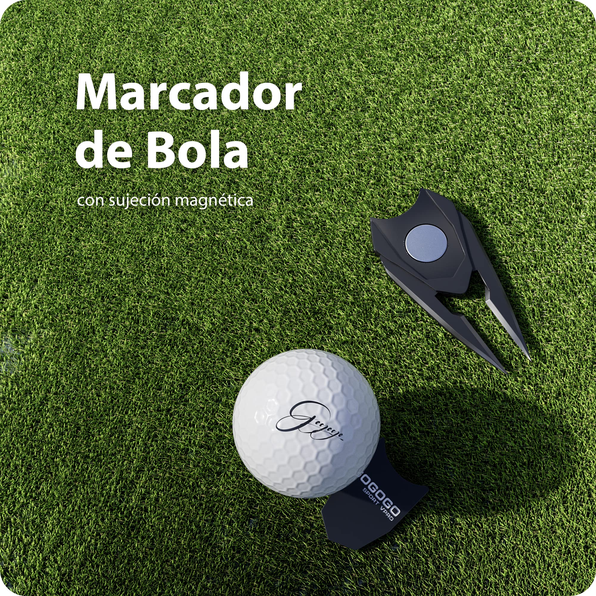 Gogogo Sport Vpro Arreglapiques Golf Reparador de Divot 3 en 1, Marcador de Bolas Magnético, Horquilla de Campo de Golf, Negro