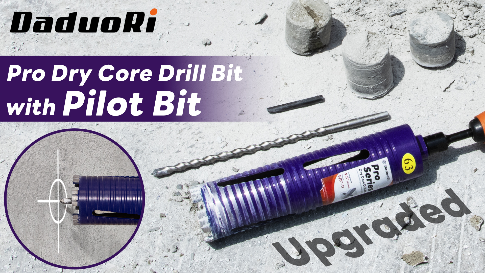 Image of 4-1 /2 inch Core Drill Bit with Pilot Bit & Adapters(SDS Plus and 1 /2 inch Hex), 5 /8 inch-11 Thread, 9.5 inch Depth, Upgraded-Welded Segments Diamond Core Bits for Concrete, Masonry, Brick Block