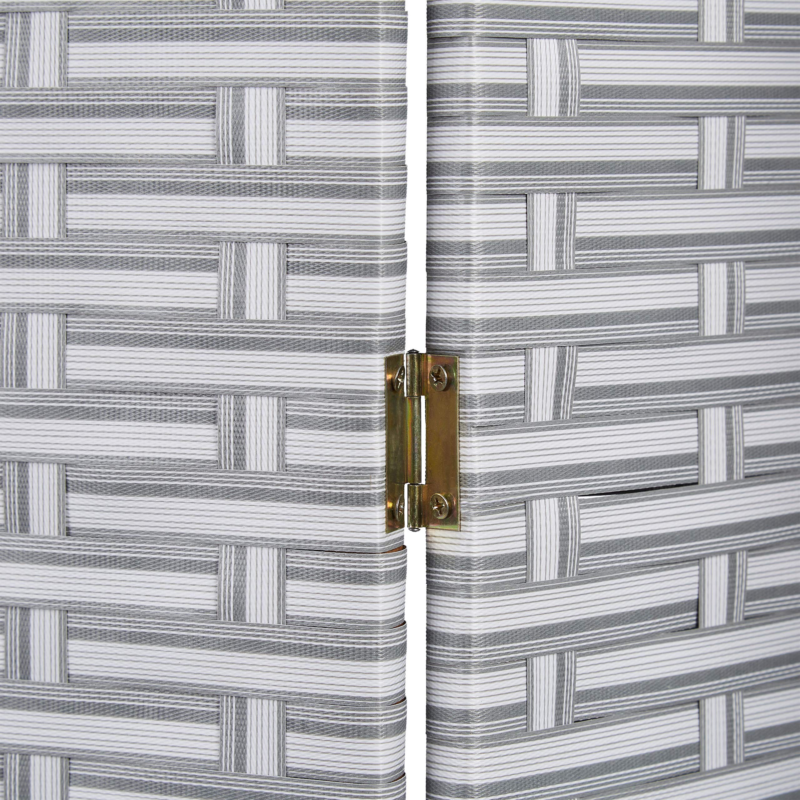 Relaxdays Paravento a 4 Pannelli, HxL: 180 x 180 cm ca., Divisore Pieghevole, Separé per Ambienti Interni, Bianco/Grigio