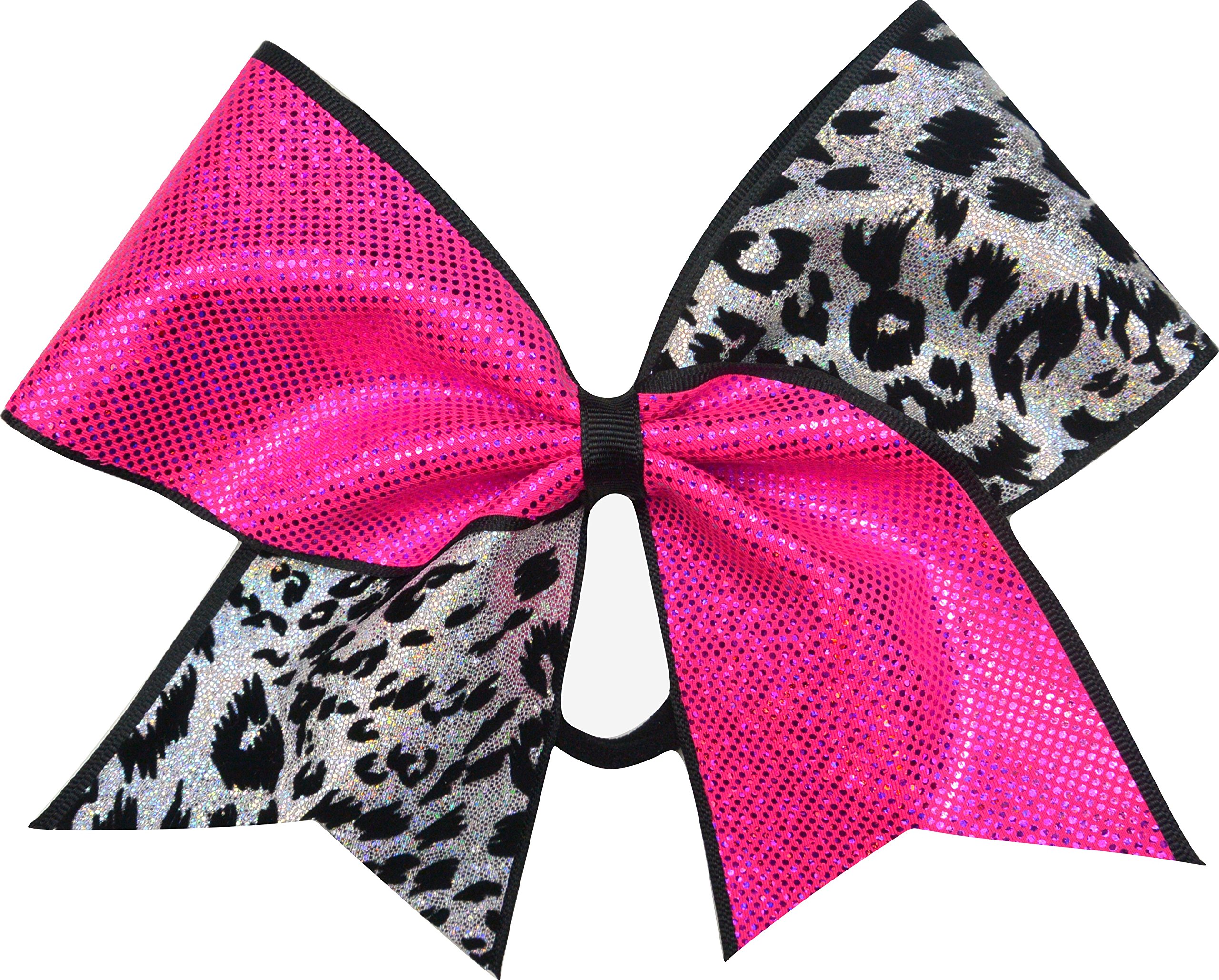 Sparkle Bows Cheer Hologram Cheetah Tick Tock Cheer Bow (Rose Pink)