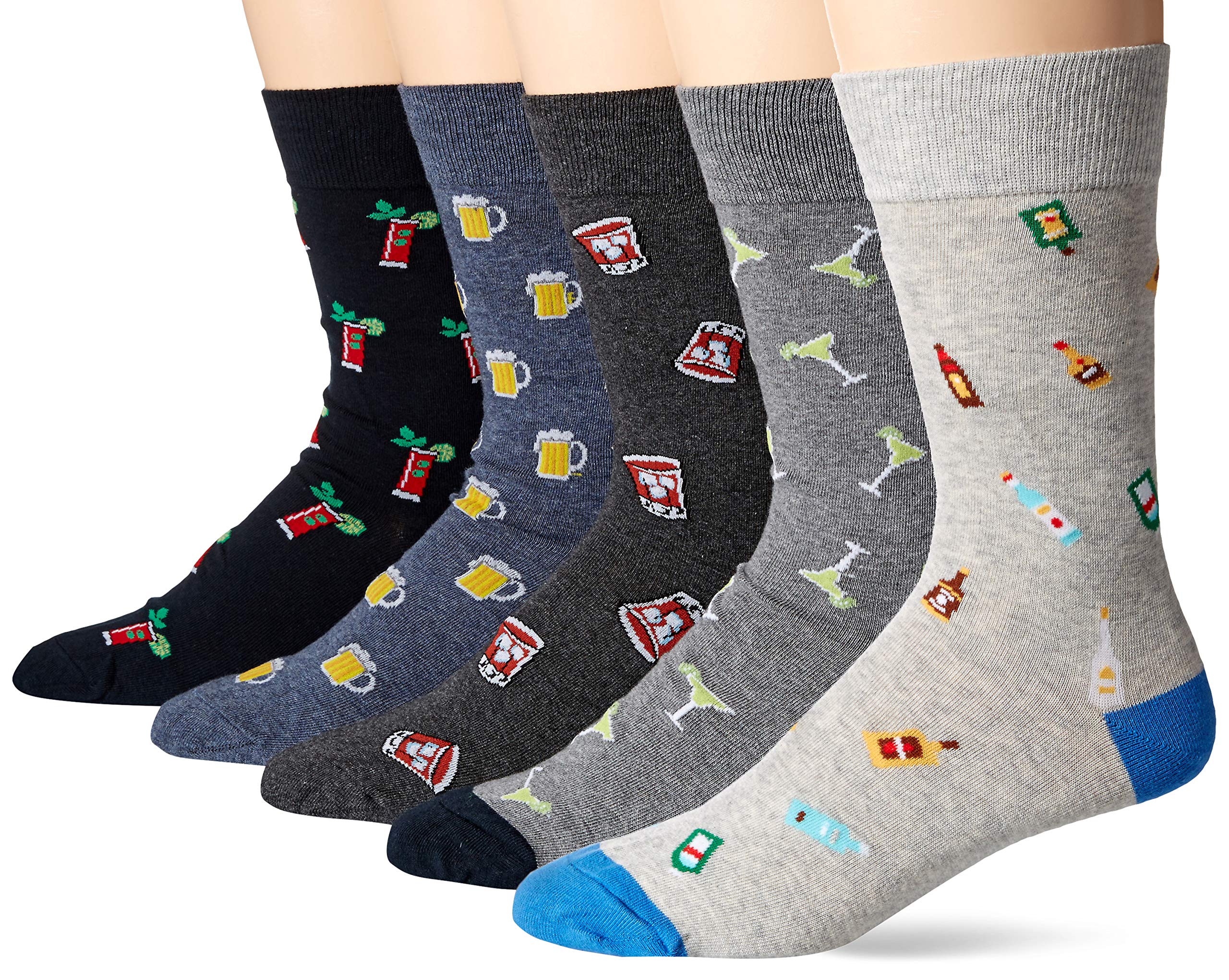 Amazon EssentialsMens Comfortable Patterned Dress Socks, 5 Pairs