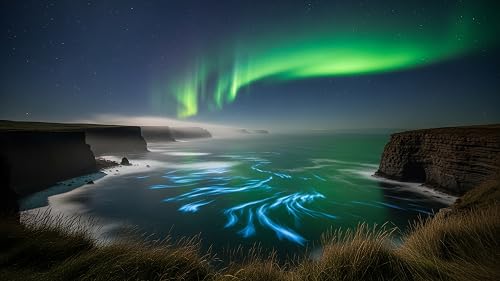 Dancing Neon Green Lights Aurora Sounds | Northern Sky Ambience | Nature FULL HD – vue 5