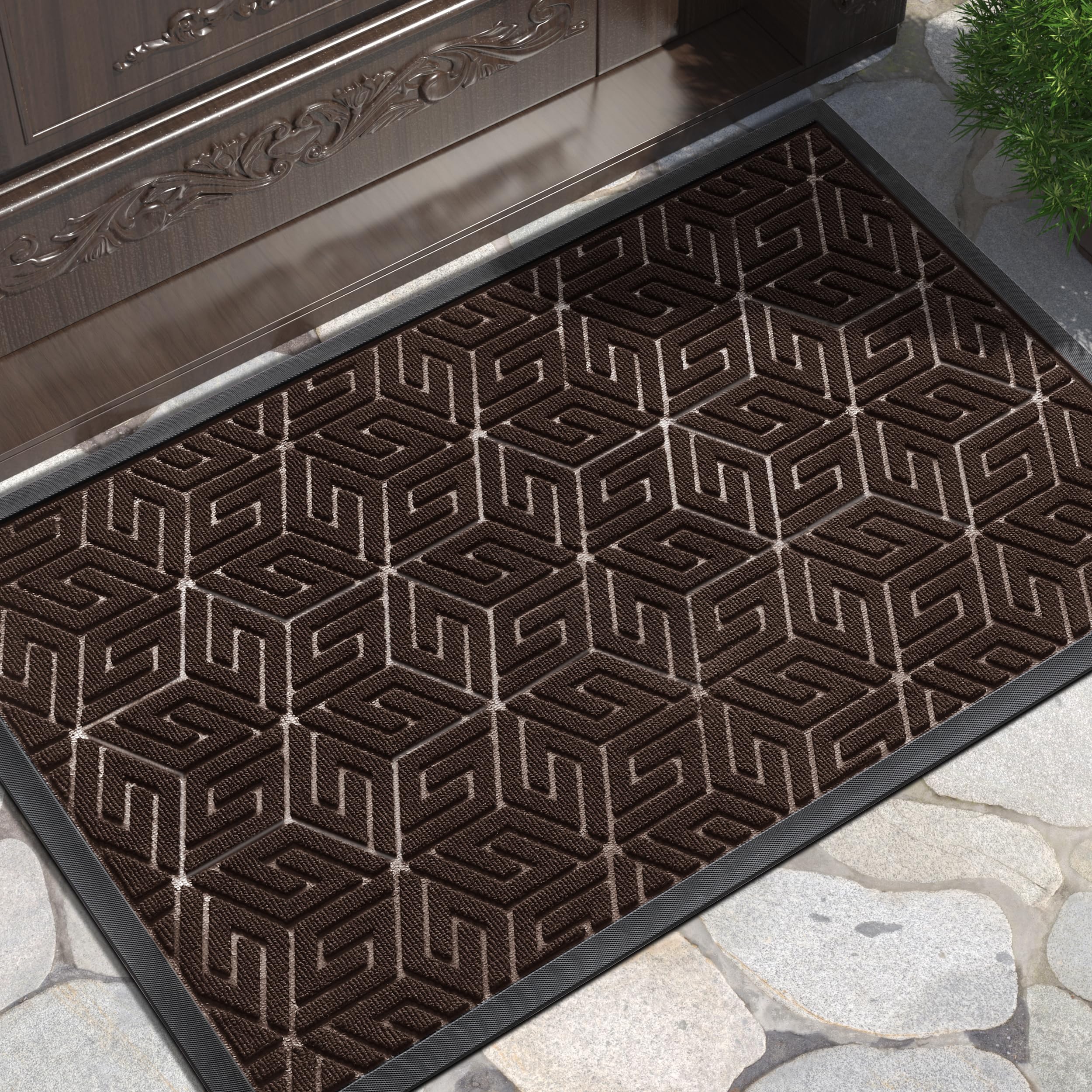 Yimobra Large Door Mat 36x24, All-Weather Waterproof Outdoor Mats for Front Door, Non Slip Rubber Doormat for Patio Proch Outside Entryway Indoor,