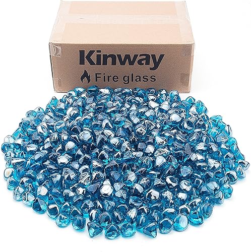 Miniatura 3 de 20 libras de cristal de fuego, diamantes de vidrio azul para hoguera, rocas de vidrio de fuego de 1 pulgada para chimenea - Margarita Azure Blue