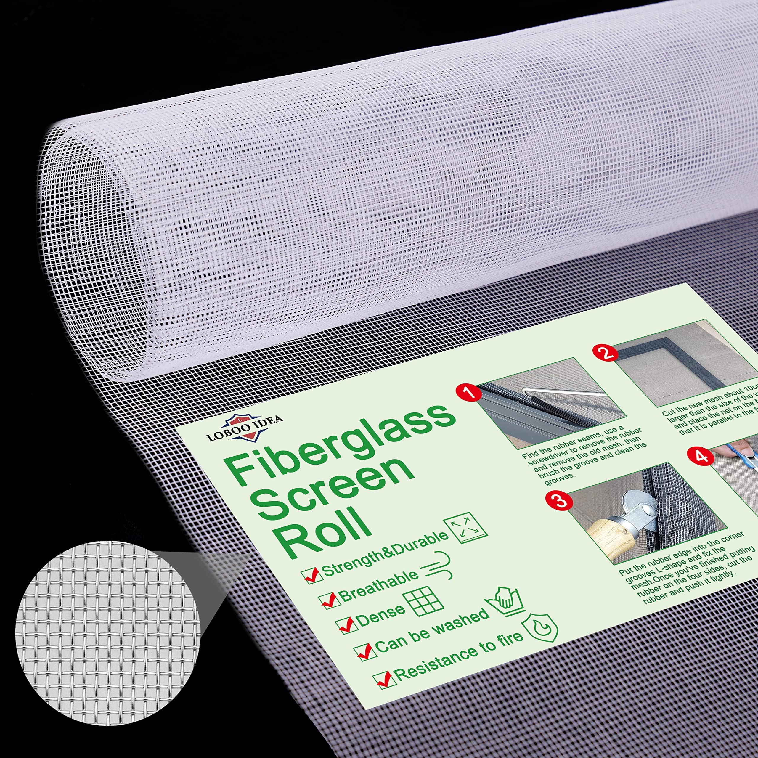 Loboo Idea Fiberglass Window Screen Mesh Replacement