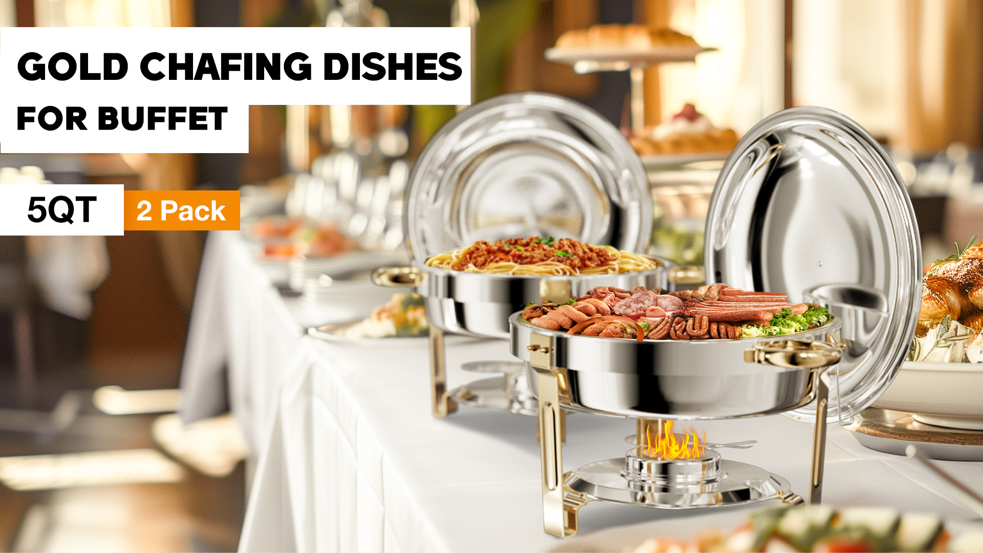 Wulimasun Warmhalte-Buffet 5 Liter Edelstahl - Runder Chafing Dish Für Catering